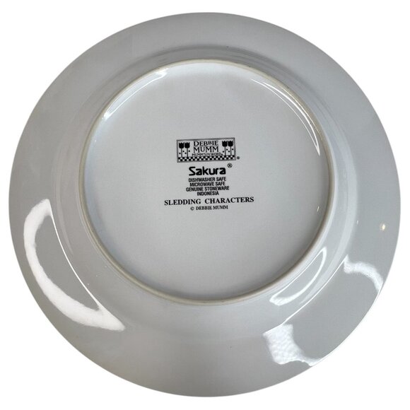 Set Of 4 Sakura Debbie Mumm Sledding Characters Ceramic Salad Plates 8.25 Skiing - Picture 5 of 9